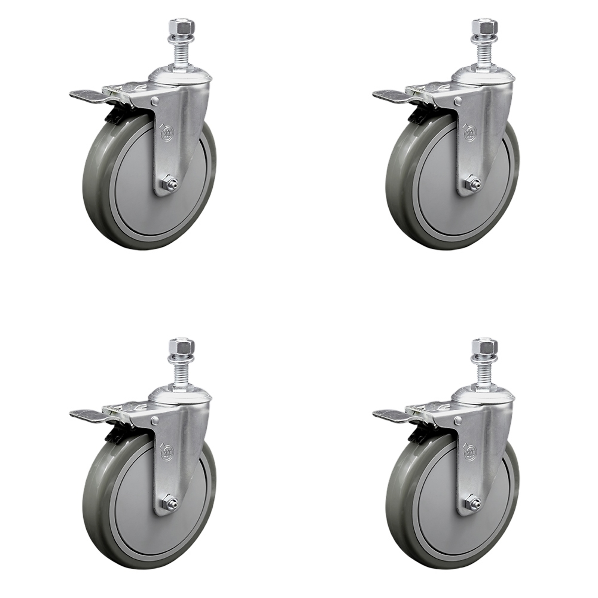 Service Caster, 6in. x 1 1/4in. Stem Casters, Wheel Diameter 6 in, Caster Type Swivel, Package (qty.) 4, Model# SCC-TSTTL20S614-PPUB-M1215-4
